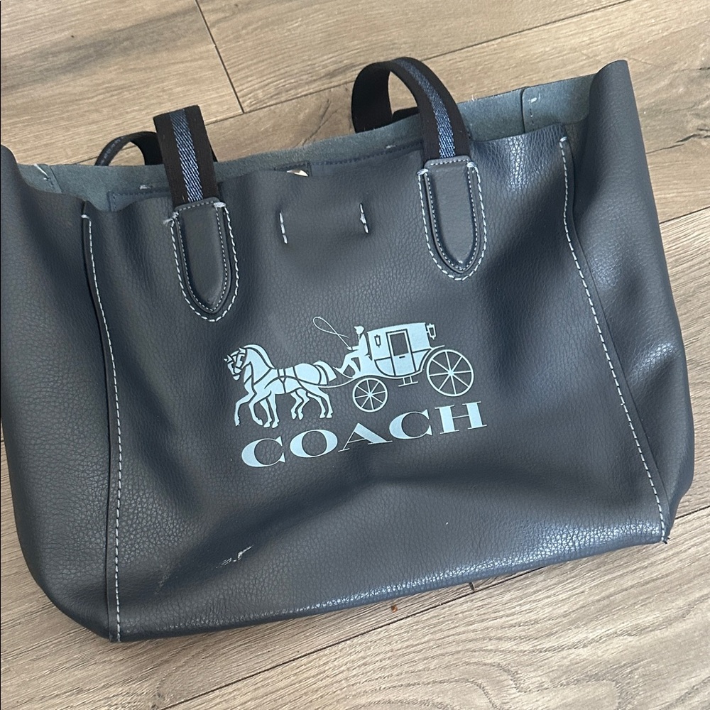 Coach Charcoal Leather Tote Bag